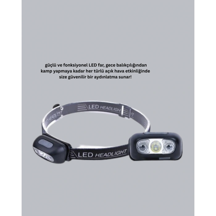 Gece Balıkçılığı İçin Ultra Parlak Şarjlı Kafa Lambası | 4 Işık Modu + USB Şarj