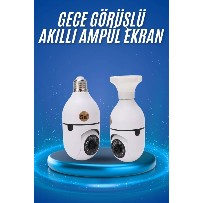 Gece Görüşlü Akıllı Dönebilen Ev Kamerası Ampül Kamera