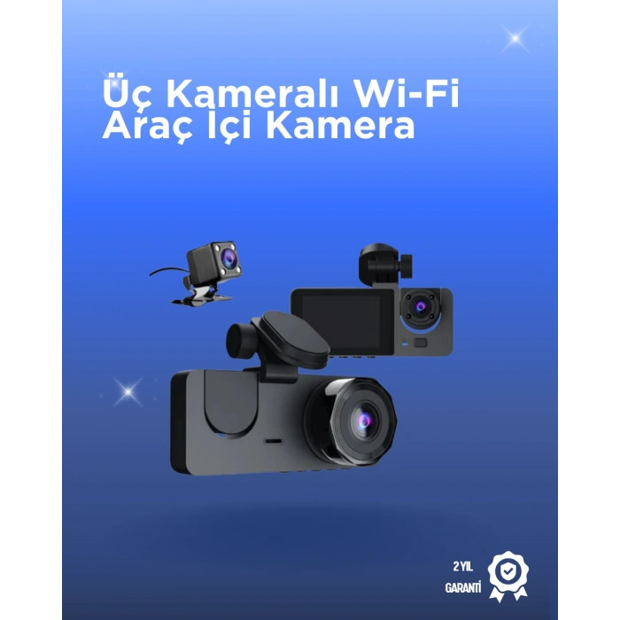 Gelişmiş G-Sensörlü Üçlü Araç Kamerası – 5” LCD Ekran ve Hareket Algılama