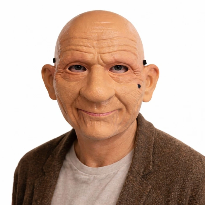 Gerçekçi Yaşlı Adam Maskesi – Lateks Görünümlü Plastik Korku Maskesi (5324)