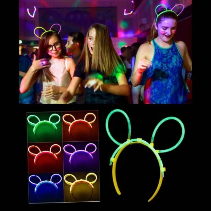 Glow Taç Fosforlu Taç Karışık Renk 12 Adet (5324)