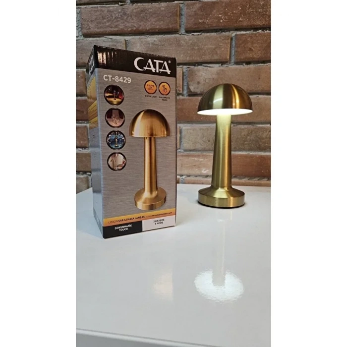GOLD Mantar Lamba CT-8429 Lizbon 3 Renk Şarjlı Masa Lambası (5324)
