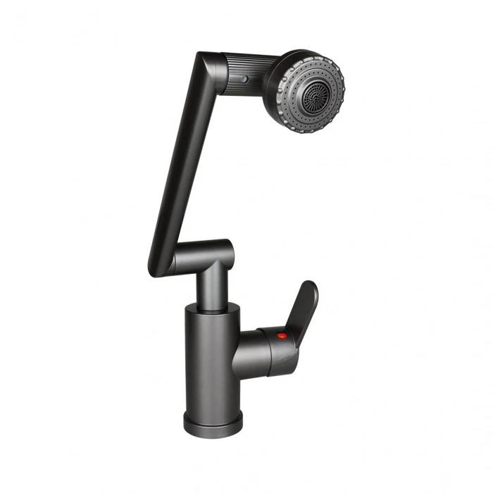 GRİ - 1080 DERECE DÖNEBİLEN ÇOK FONKSİYONLU MUSLUK BATARYA KTX-3308 (5324)