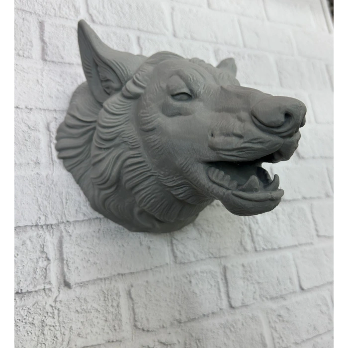 Gri Kurt Duvar Biblosu Güçlü Detaylı Dekoratif Tasarım 25x19 cm