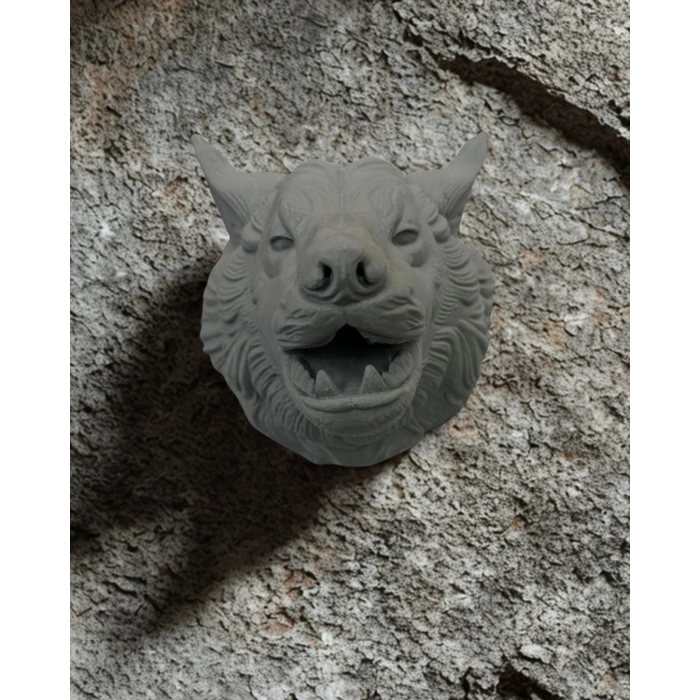 Gri Kurt Duvar Dekoru Asılabilir Dekoratif Heykel Tasarım