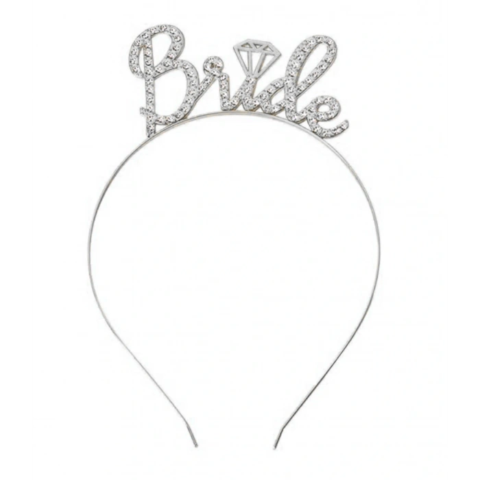 Gümüş Mevcutli Taşlı “Bride” Gelin Tacı