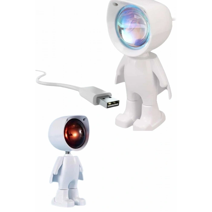 Gün Batımı Lambası Işık Arka Plan Projektör Sevimli Astronot Enerji Tasarruflu