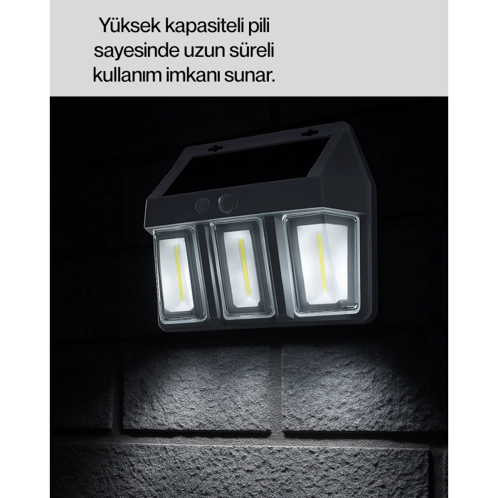 Güneş Enerjili 3 Modlu Duvar Apliği – Bahçe ve Garaj Aydınlatması