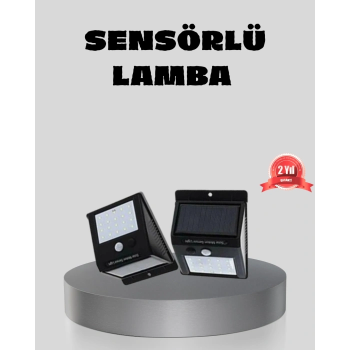 Güneş Enerjili Sensörlü Dış Mekan Duvar Lambası – 3 Modlu, 2200mAh Pil, 120° Algılama