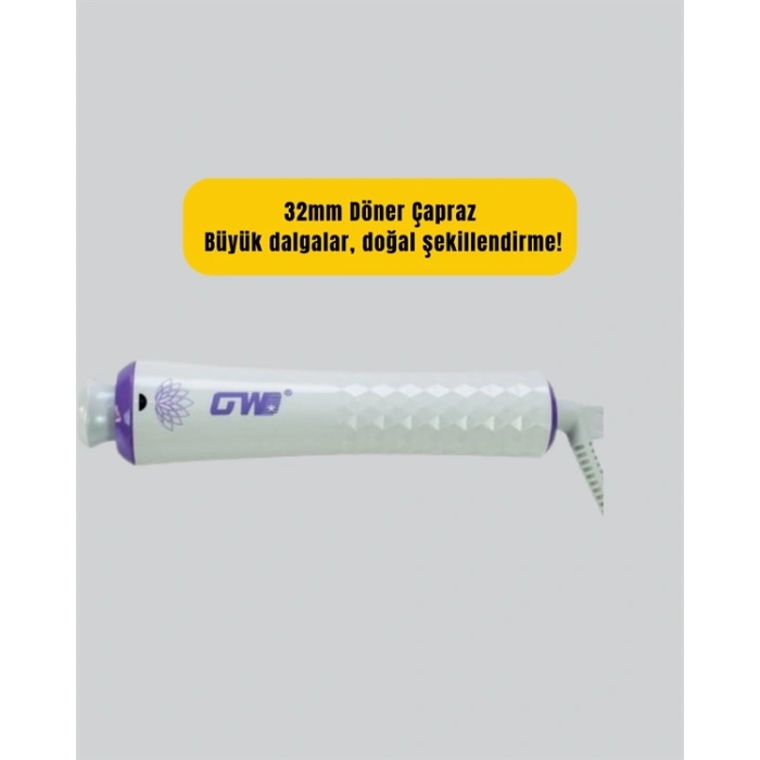 GW 32mm Döner Başlıklı Saç Kıvırma Makinesi – Her An Her Yerde Profesyonel Şekillendirme