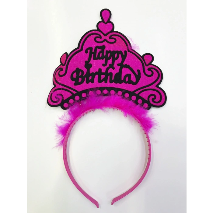 Happy Birthday Yazılı Neon Renk Taç 12 Adet (5324)