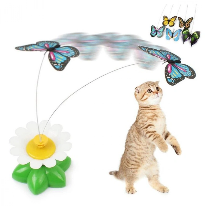 Hareketli Dönen Kelebek - Kedi Oyuncağı ( Pille Çalışır) (5324)