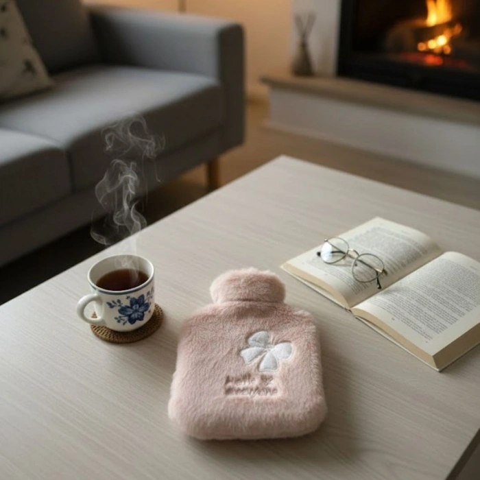 Hello Everyone Yazılı Kurdeleli Pembe Peluş Sıcak Su Torbası 1 Lt – Yumuşak Kılıf, Uzun Süre Sıcak Tutan Termal Su Torbası (5324)