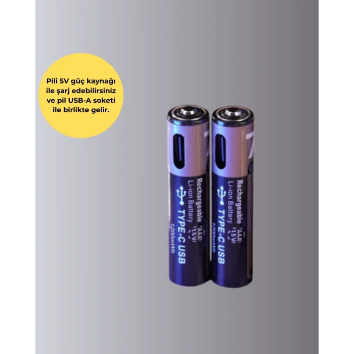 Hızlı Şarj Teknolojili USB Şarjlı AAA Pil – 40 Dakikada Tam Şarj