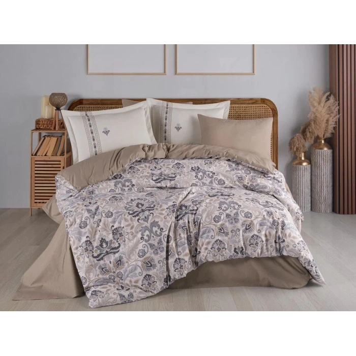 Hobby Çift Kişilik Poplin Nevresim Anabel Gri
