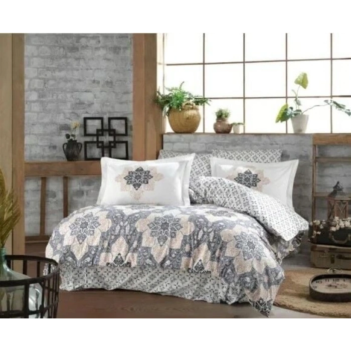 Hobby Kingsize Poplin Nevresim Amanda Gri