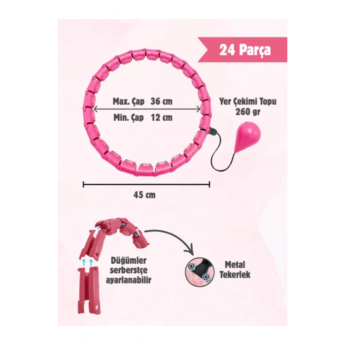 Hulahop Egzersiz Çemberi - Egzersiz Halkası - Ağırlıklı - Bel Bölgesi Ayarlanabilir - Hulahop