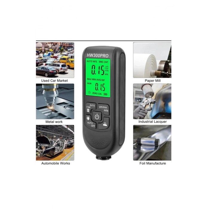HW-300PRO Oto Boya Kalınlık Ölçer 0-2000µm Fe & NFe Kaplama Kalınlık Test Cihazı