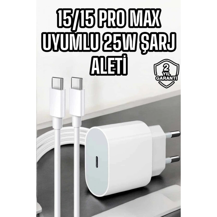 İOS Uyumlu Type-C Girişli Hızlı Şarj 15/15 Pro Max Adaptör ve Kablosu