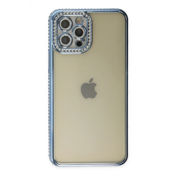 İphone 12 Pro Kılıf Joke Taşlı Silikon - Mavi