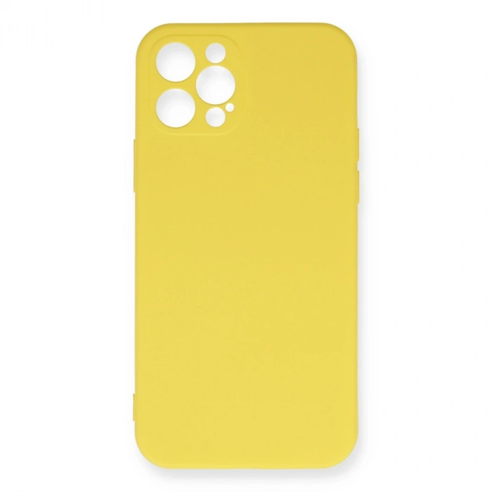 İphone 12 Pro Max Kılıf Nano İçi Kadife Silikon - Sarı