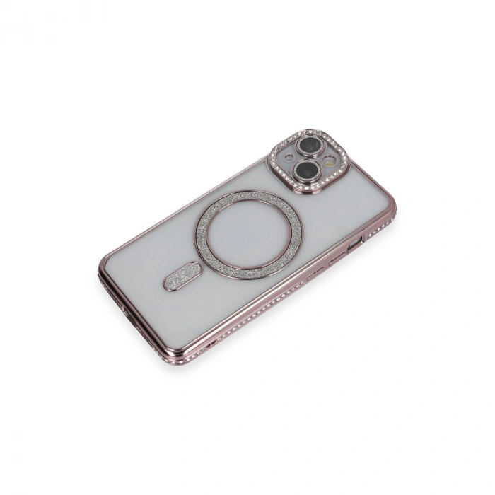 İphone 13 Kılıf Joke Simli Magneticsafe Kılıf - Pembe