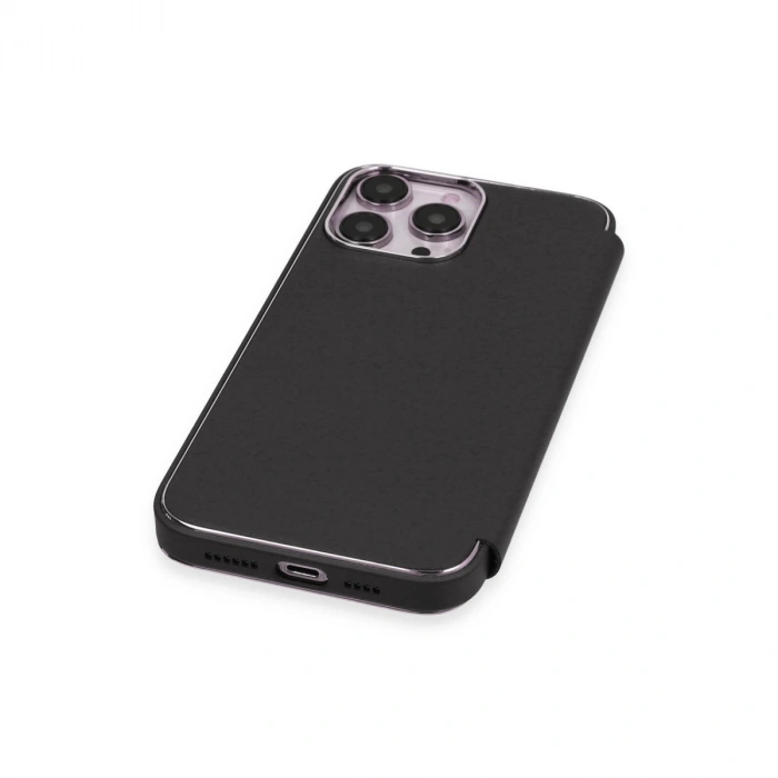 İphone 13 Pro Max Kılıf Dolpin Kapaklı - Siyah