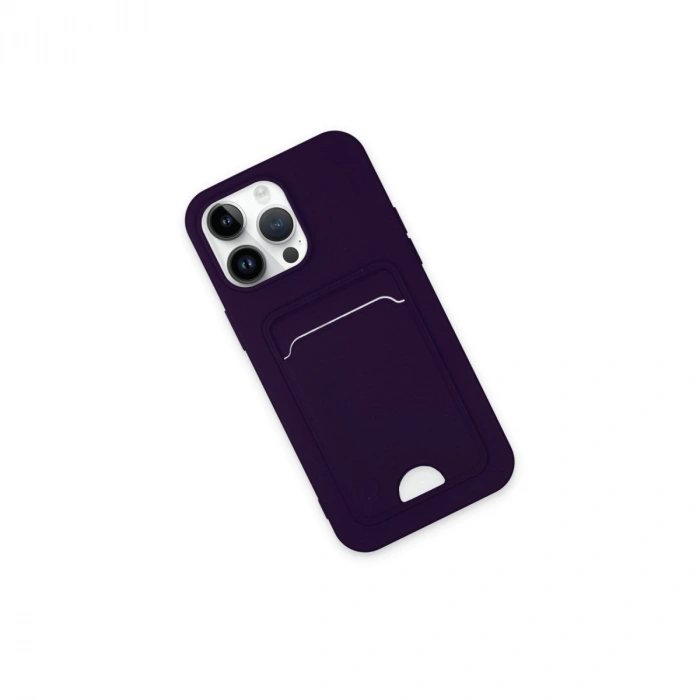 İphone 14 Pro Kılıf Kelvin Kartvizitli Silikon - Derin Mor
