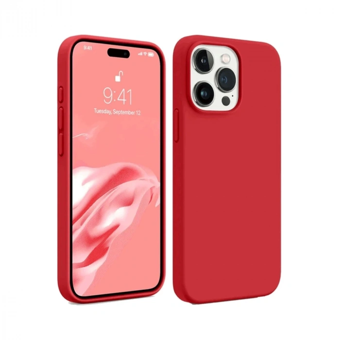 İphone 15 Pro Max Kılıf First Silikon - Kırmızı
