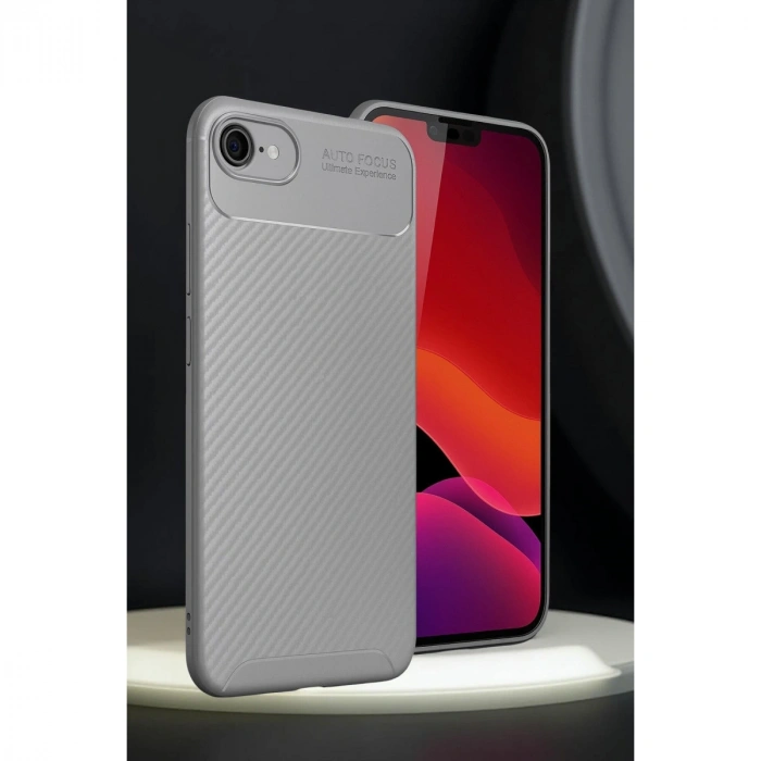 İphone 16e Kılıf Auto Focus Karbon Kapak - Gri