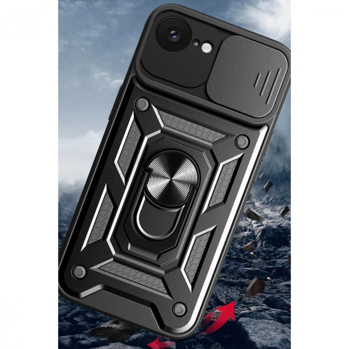 İphone 16e Kılıf Pars Lens Yüzüklü Silikon - Kırmızı