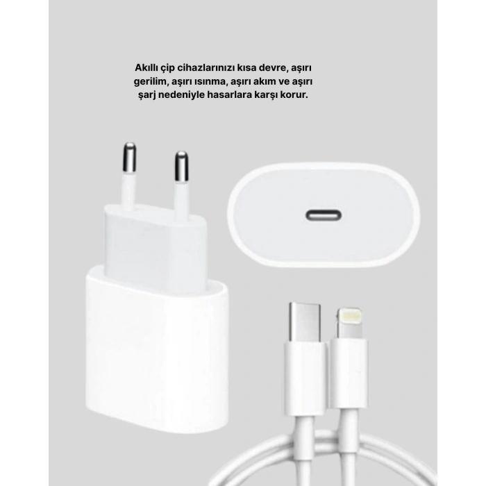 iPhone ve iPad Uyumlu 20W Güvenli USB-C Hızlı Şarj Adaptörü