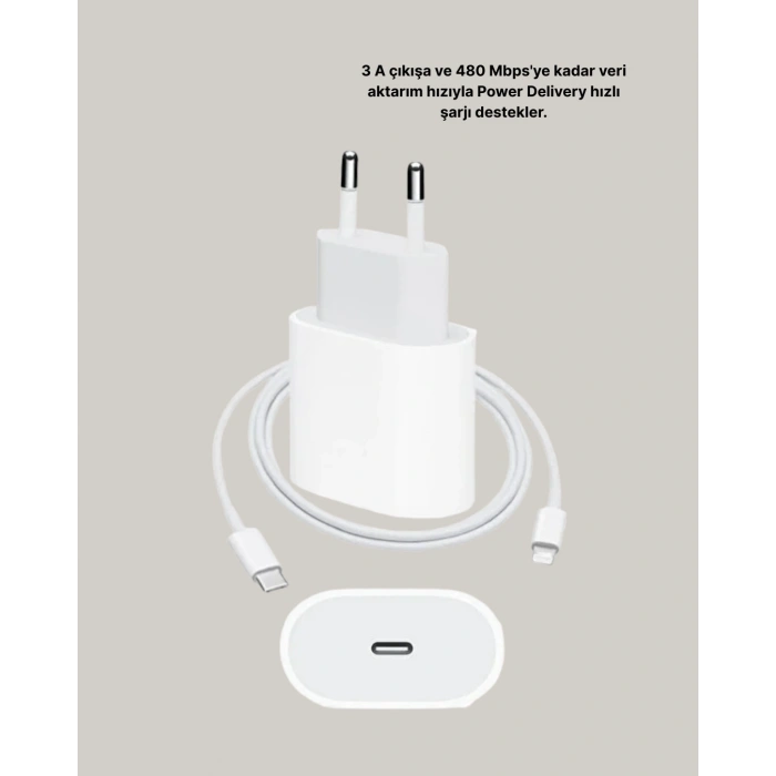 iPhone ve iPad Uyumlu 20W Güvenli USB-C Hızlı Şarj Adaptörü