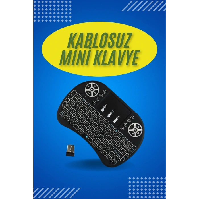Işıklı Kablosuz Mini Klavye Ve Dokunmatik Mouse Seti Türkçe Kablosuz