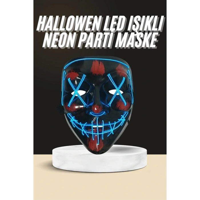 Işıklı Led Maske Parti Eğlence Maskesi Hallowen Neon Maske