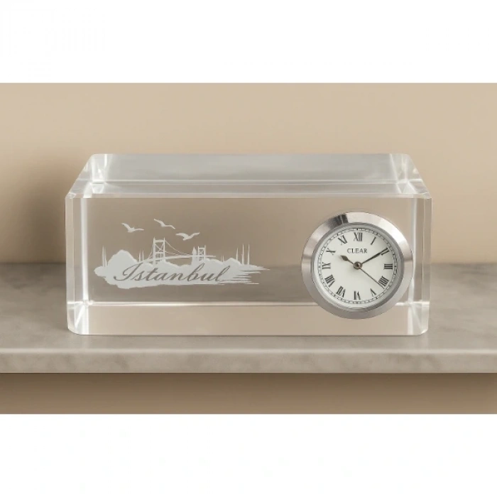 İstanbul Tasarımlı Kristal Saatli Biblo