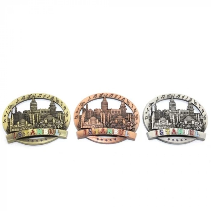 İstanbul Temalı Metal Magnet Yuvarlak Tasarım