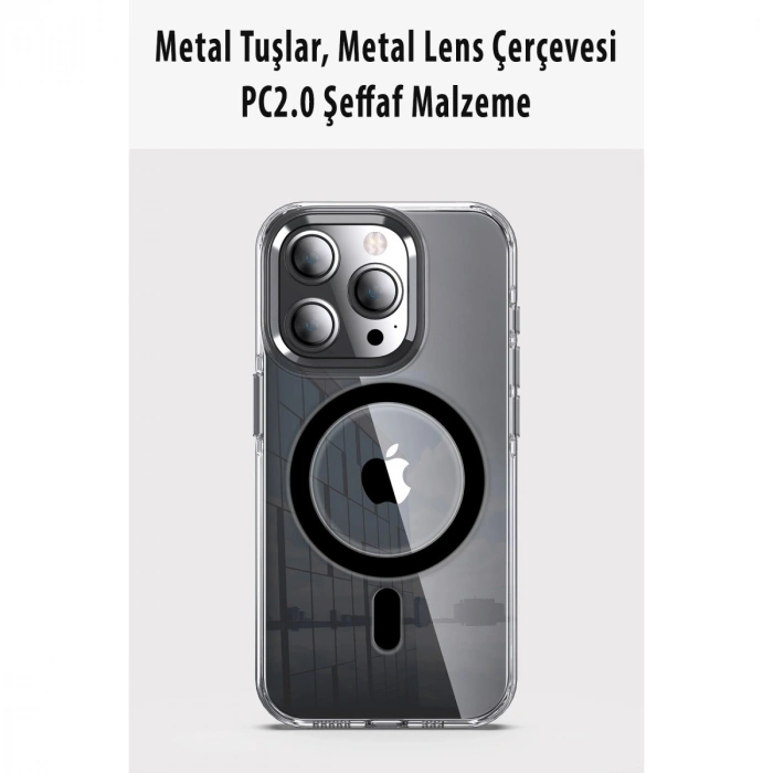 Joko Apple İphone 15 Pro Max Kılıf Crystal Magsafe Kapak - Şeffaf