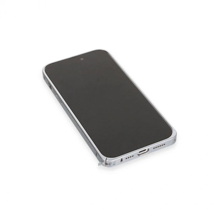 Joko Apple İphone 15 Pro Max Metal Bumper Mat Kapak - Gri