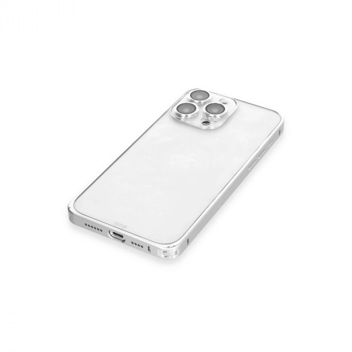 Joko Apple İphone 15 Pro Max Metal Bumper Mat Kapak - Gümüş