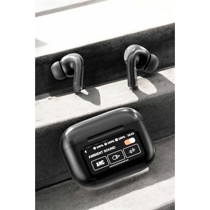 Kablosuz Bluetooth Kulaklık Ekranlı Uzun Şarj Süreli ANC Destekli