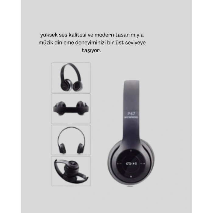 Kablosuz Bluetooth Kulaklık – TF Kart, AUX, Mikrofonlu, Suya Dayanıklı, 10m Menzil