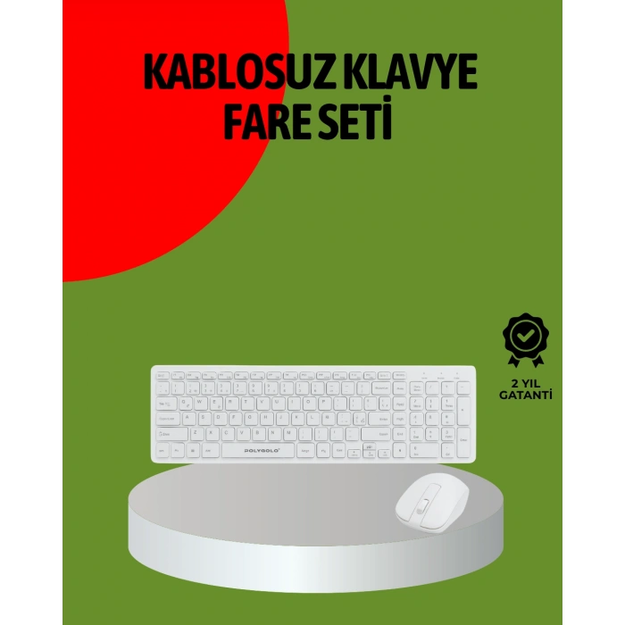 Kablosuz Klavye Mouse Seti Beyaz Q Klavye Tüm Cihazlara Uyumlu