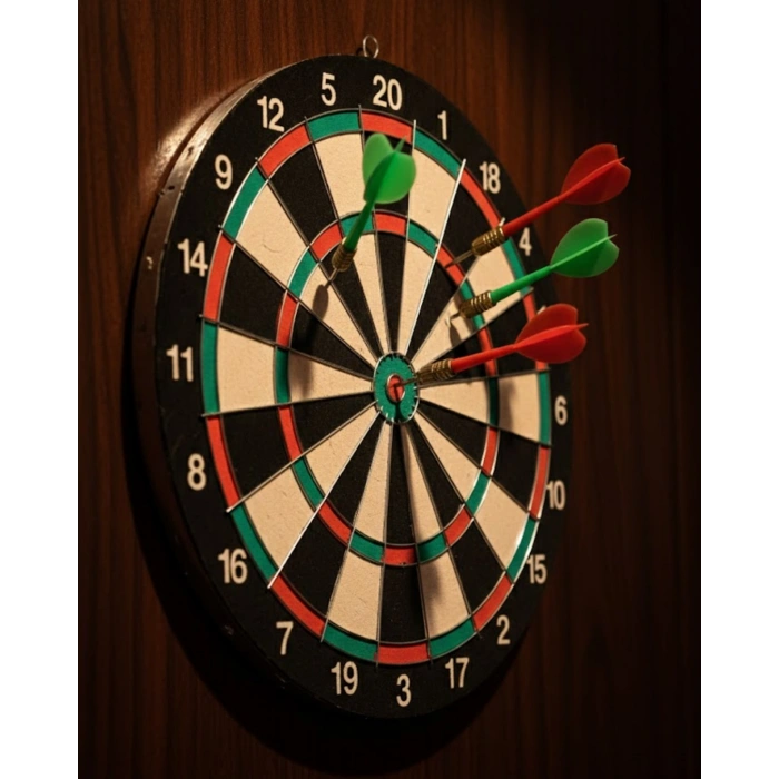 Kaliteli Ahşap 15 İnç Dart Tahtası Kolay Montajlı 4 Ok