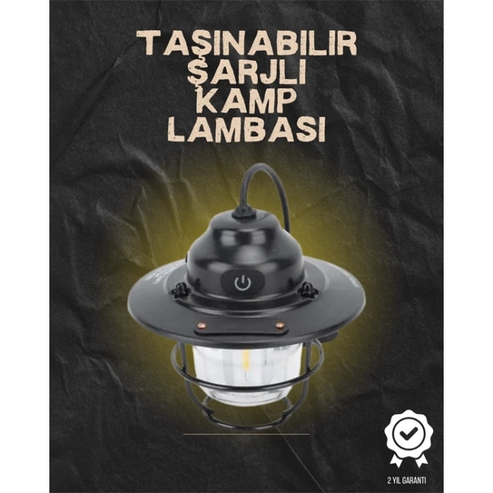 Kamp ve Bahçe İçin Retro LED Fener – Sıcak Işık, Uzun Ömürlü Batarya