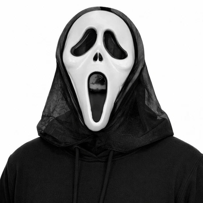 Kapşonlu Çığlık Maskesi Scream Maskesi - Hayalet Maskesi 33x21 Cm