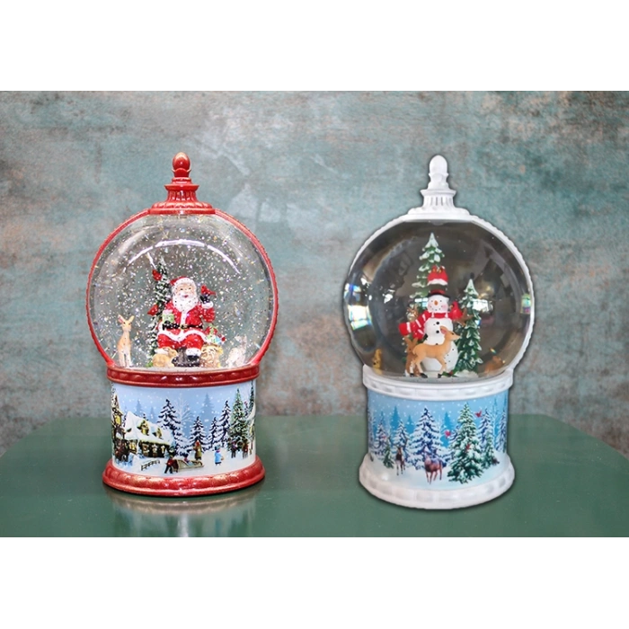 Kardan Adam Ve Noel Babalı Işıklı Müzikli Kar Küresi