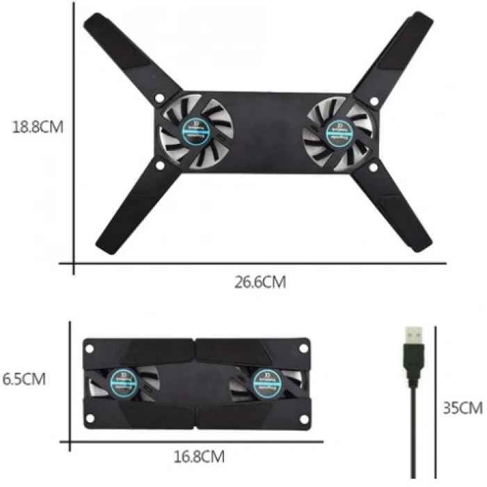 Katlanabilir Laptop Soğutucu 2 fanlı (5324)