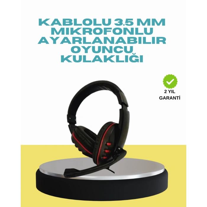 Kırmızı Işıklı Oyuncu Kulaklığı Kablolu Mikrofonlu Profesyonel