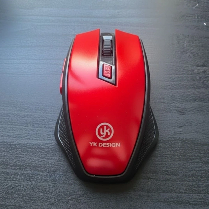 Kırmızı Renkli Baş Parmak Destekli Ergonomik Sessiz Kablosuz Mouse – USB Alıcılı, Ofis ve Oyun İçin Konforlu Bilgisayar Faresi MS6300 (5324)